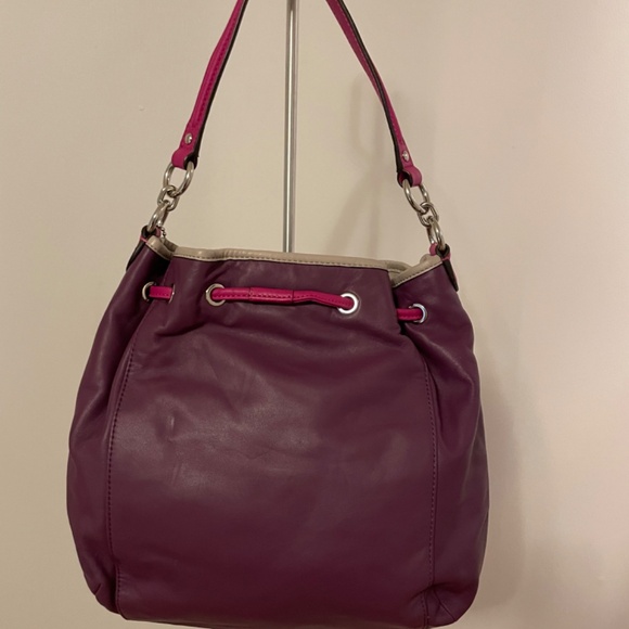 Coach Leather Drawstring Shoulder Bag - Gorgeous Purple - Picture 2 of 5